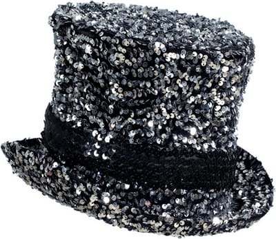 Hoge Hoed - Luxe Pailletten Zilver - One Size - Volwassenen