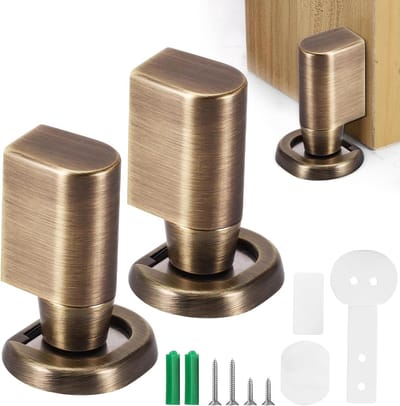 Magnetische Deurstopper - Deurhouder Muur - Deuren Open Houden - Sterke Dubbele Magneet - 2 Stuks - Antiek Brons