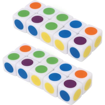 20 Pièces Enseignement Cubes 6 Faces 6 Couleurs Coin Arrondi Enseignement Dés de Couleur pour Jouets Éducatifs blue