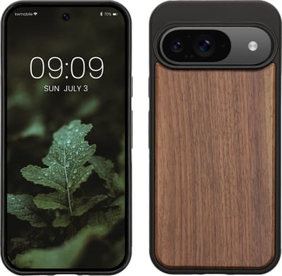 kwmobile telefoonhoesje geschikt voor Google Pixel 9 / Pixel 9 Pro - Hoesje met bumper in donkerbruin - Backcover - hout