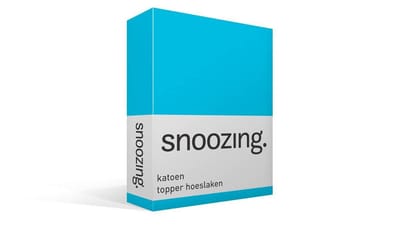 Snoozing - Katoen - Topper - Hoeslaken - Eenpersoons - 70x200 cm - Turquoise