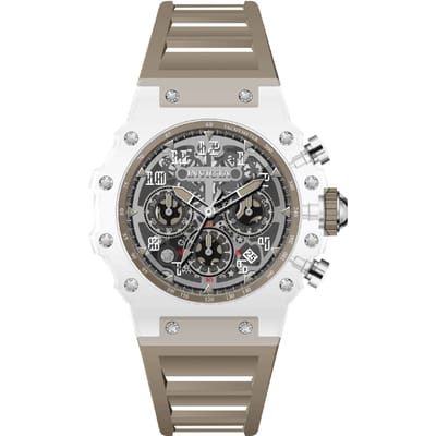 Invicta Racing 69684 Herenhorloge - Quartz Uurwerk - Acryl met Zilveren Wijzerplaat - 43 mm