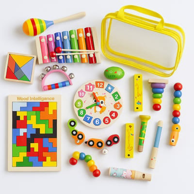 Bextunio 18-Delige Houten Muziekinstrumenten Set – Educatief & Sensorisch Speelgoed (1–7 jaar)