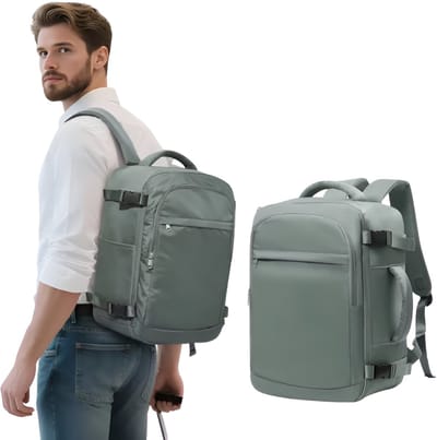 CarryQuest® - 15,6 inch Laptoptas - Ruime Capaciteit 20-35L - Reisrugzak - Waterbestendig Nylon - Universiteitsrugzak - Groen