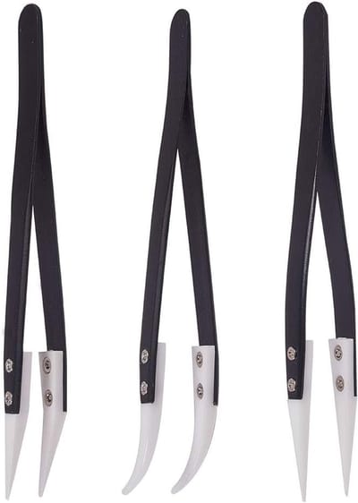Precisie Keramische Pincet Set 3 Stuks - Hittebestendige en Antistatische Handgereedschap