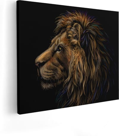 Artaza Canvas Schilderij Leeuw - 100x80 cm - Groot - Wanddecoratie Dierenkop - Muurdecoratie Dieren - Schilderijen Op Canvas
