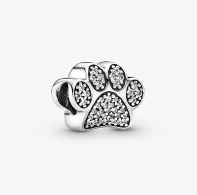 Fler® | 925 Sterling Zilver Bedel | Hondenpoot | Kristal | Past op populaire bedel armbanden (standaard - 3mm) | hond bedel | armbandbedel | Bedels | Kerstcadeau | Sinterklaas kado | Valentijnsdag cadeau