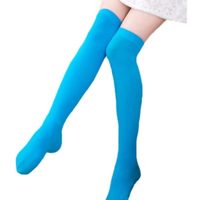 1 paar Vrouwen Sexy Warme Dij Hoge Kousen Over de Knie Sokken Fluwelen Calze Stretch Kous Verleiding Medias Overknee Lange sokken 1Pair blue