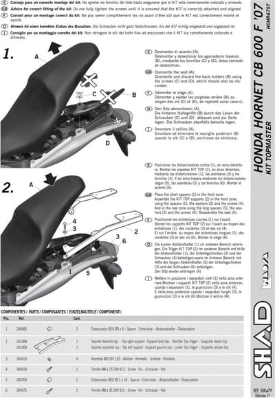 Support de top case Shad pour Moto Honda 600 Cb F Neuf