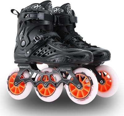 Rolschaatsen Inline Skates - Dames Heren Skates - Binnen Buiten - Drie 110mm Wielen - Maat 44 - Zwart