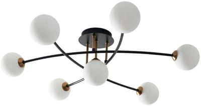 Kosilum - Estrela - Plafondlamp - Zwart, goud en wit - Metaal en glas