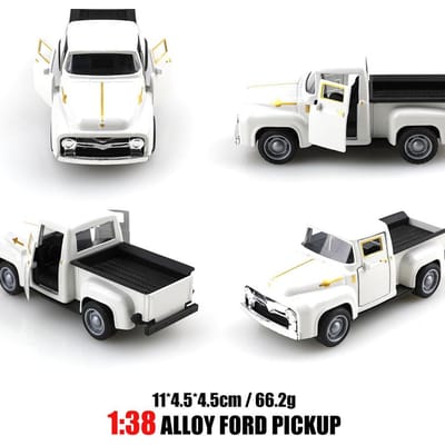 (Verpakt)1:38 Klassieke Retro F100 Pick-up, Legeringsmodelauto, Meerdere Kleuren, Metalen Kinderauto, Cadeau voor Jongens, Auto-Ornamenten