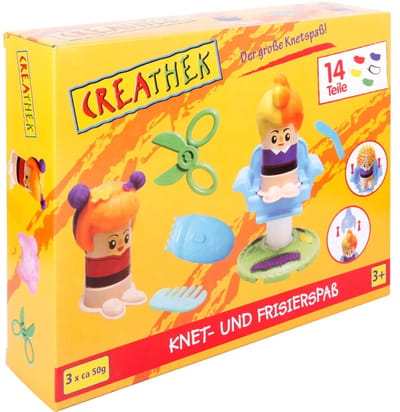 Creathek klei en kappersspeelset - speelplezier met 14-delig knutselpakket.