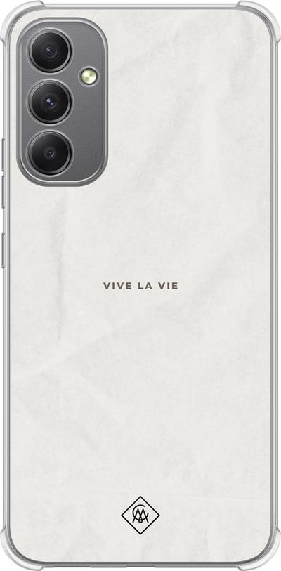 Casimoda® hoesje - Geschikt voor Samsung Galaxy A34 - Vive La Vie - Shockproof case - Extra sterk - TPU/polycarbonaat - Multi, Transparant