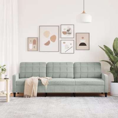 vidaXL - Driezitsbank - 210 - cm - fluweel - lichtgrijs