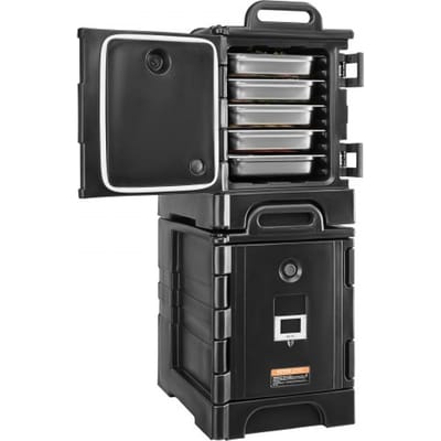 VEVOR Geïsoleerde voedselcontainerdrager, warmhoudbox voor catering, 75 L x 2, voedselcontainer met dubbele gespen en handgrepen, voedselcontainerdrager, voedseltransportbox voor restaurants