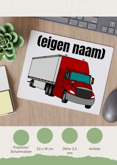 Akyol - rode vrachtwagen met eigen naam Muismat - Vrachtwagen chauffeur - vrachtauto chauffeurs - iemand die houdt van vrachtwagens - verjaardag - cadeau - kado - geschenk - 23 bij 19 cm