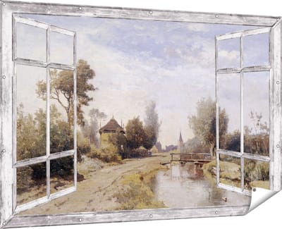 Gards Tuinposter Doorkijk Landschap bij Kortenhoef - Paul Joseph Constantin Gabriël - 180x120 cm - Tuindoek - Tuindecoratie - Wanddecoratie buiten - Tuinschilderij