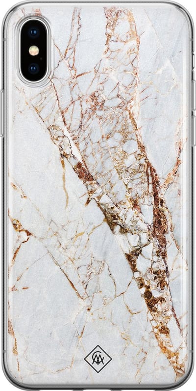 Casimoda® hoesje - Geschikt voor iPhone Xs Max - Marmer Goud - Siliconen/TPU telefoonhoesje - Backcover - Marmer - Goudkleurig