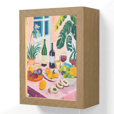 Wandlamp 15x20 cm - Oplaadbaar - Tafel - Wijn - Fruit - Wandlampen binnen woonkamer - Slaapkamer lamp met kabel - Decoratieve nachtlamp - Vloerlamp snoer