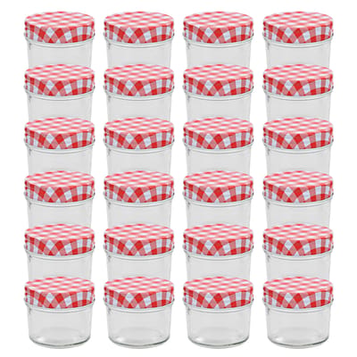 vidaXL - Jampotten - met - wit - met - rode - deksels - 24 - st - 110 - ml - glas