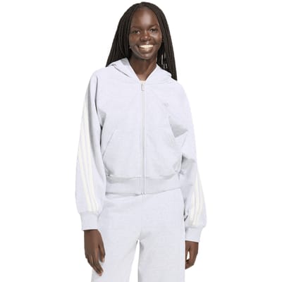 Adidas Kit 3-stripes Full Zip Hoodie Hoodies Dames - Grijs - Maat XS (30-32) - Katoen Jersey