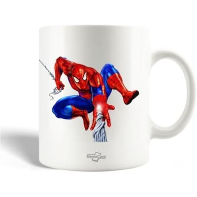 Mug en Céramique - Spider Man - 30cl - Compatible Lave-Vaisselle - Blanc - Rond