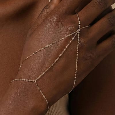 Canner Koperen Vlinder Zirconia Vingerarmband Ring Ketting Voor Vrouwen Ins Achtpuntige Ster Handring Ketting Armbanden brown