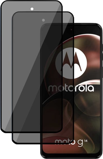2x Privé Screenprotector geschikt voor Motorola Moto G14 - Privacy Beschermglas - Privacy Proteqt+