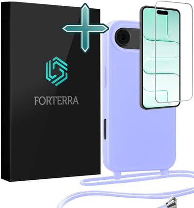 Hoesje Geschikt voor iPhone Air Case Siliconen Hoes Met Koord Met Screenprotector - Hoes Geschikt voor iPhone Air Met Telefoonkoord Hoesje Backcover - Lila