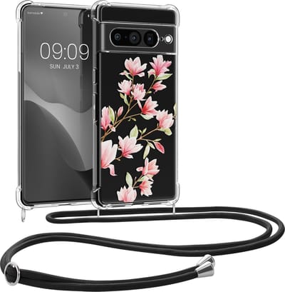 kwmobile telefoonhoesje geschikt voor Google Pixel 7 Pro - Hoesje met telefoonkoord - Back cover voor smartphone - Case in poederroze / wit / transparant