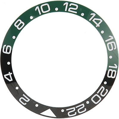 Insert de Lunette de Montre GMT Diamètre 38 mm Base Noire Verte Caractères Blancs Insert de Lunette en Céramique gray