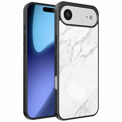Geschikt voor iPhone Air Telefoonhoesje met Wit Marmer Opdruk - TPU Backcover Case White Marble Design - Zwart - Smartphonica geschikt voor iPhone 17 Air