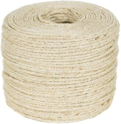 Gedraaid Sisal Touw - Natuurlijk Touw - Decoratie en Klussen - Veilig voor Dieren - 1/4 Inch x 100 Voet