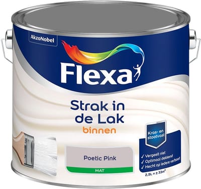 Flexa - Strak In De Lak Binnenlak Mat - Poetic Pink - Mengverf - 2,5 L