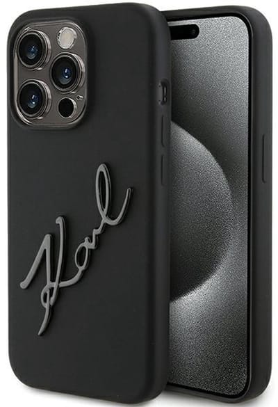 Karl Lagerfeld Backcase hoesje geschikt voor iPhone 15 Pro - Effen Zwart - Kunstleer
