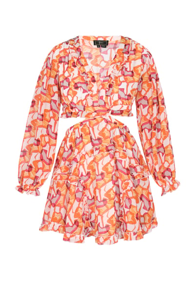 Faina Jurk Dames Oranje Veelkleurig