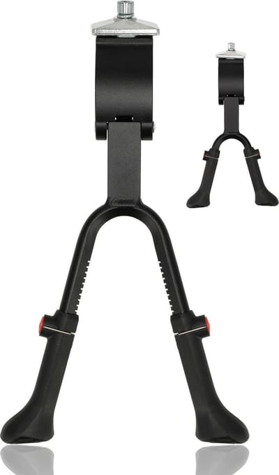 Fietsstandaard dubbel fietsstandaard | Universeel - 24-28 Inch fietsen | Verstelbaar | Eenvoudige montage | M9 x 30 mm bevestigingsbout | RVS roestvrij zwart