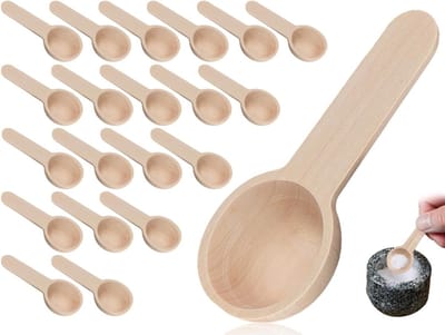 Ronde houten lepels set van 20, multifunctionele lepel voor kruiden, honing, koffie en ijs (6,8 cm, lotus hout)