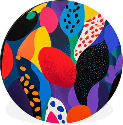 WallCircle - Wandcirkel - Muurcirkel - Bloemen - Bladeren - Abstract - Rood - Aluminium - Dibond - 30x30 cm - Binnen en Buiten