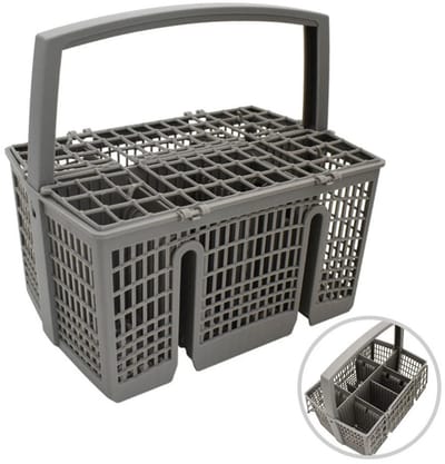 HOMTAS Bestekmandje voor Vaatwasser - Stevige bodem structuur - Bestek korf - met inkepingen Universeel voor Bosch/Siemens - 22.5x14.5x11.5 cm