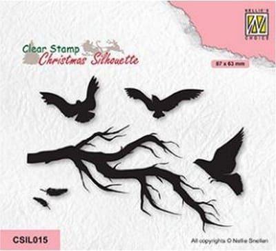 Nellie Snellen Christmas Silhouettes Clear Stempel Branch with Birds