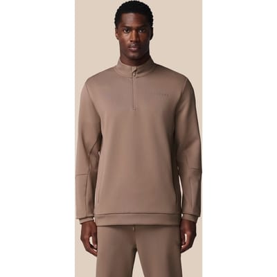 Heren Flex Lange Mouwen Kwartrits Sweatshirt - Diep Taupe