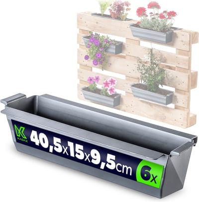 KADAX Bloempot voor Europallets, zilveren verpakking, 6 stuks K1