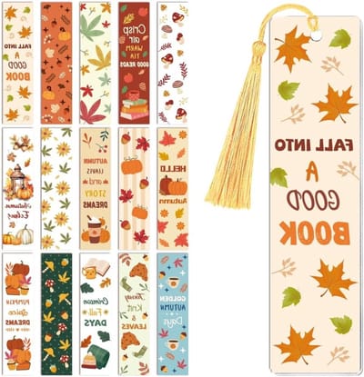 30 Stuks UV DTF Boekenleggers Wraps Transfer Stickers Herfstthema voor Lezers, Waterdichte Boekenleggers Stickers voor Acryl, Plastic en Metaal