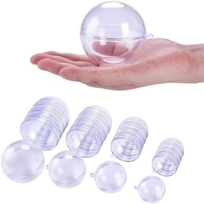 Set van 40 Kerstballen in Diverse Maten, Vulbare Acrylballen voor DIY Versieringen, Transparante Plastic Ballen voor Kerstdecoratie