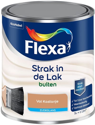 Flexa - Strak In De Lak Buitenlak Zijdeglans - Vol Kastanje - Mengverf - 1 L