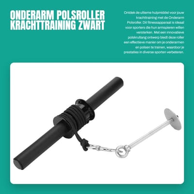 Dailygoods - Onderarm Polsroller - Krachttraining - Zwart - Polskrultang - Fitnessapparatuur voor sporters - Geschikt voor armtraining