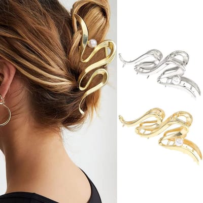 Chique Gouden Haarspeldjes met Parelaccent - Set van 2 Antislip Metalen Klemmen