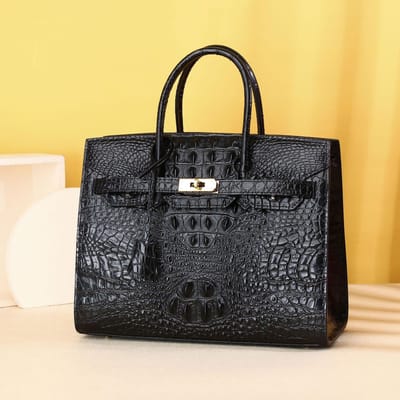 Handtas voor dames van leer met krokodillenpatroon, High-end en modieuze leren grote tas, Veelzijdige crossbody platinatas, Casual damestas zwart
